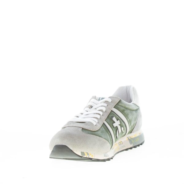 PREMIATA uomo sneaker Lucy 6147 in tessuto delavè VERDE e camoscio GRIGIO - immagine 6