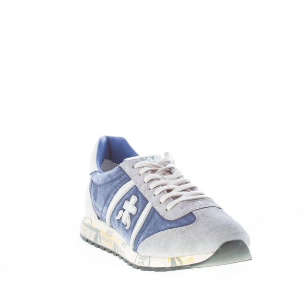 PREMIATA uomo sneaker Lucy 6176 in tessuto BLU DENIM delavè e camoscio GRIGIO - immagine 2