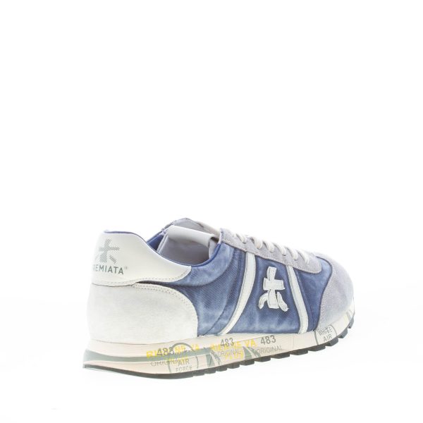PREMIATA uomo sneaker Lucy 6176 in tessuto BLU DENIM delavè e camoscio GRIGIO - immagine 3