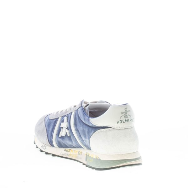 PREMIATA uomo sneaker Lucy 6176 in tessuto BLU DENIM delavè e camoscio GRIGIO - immagine 4