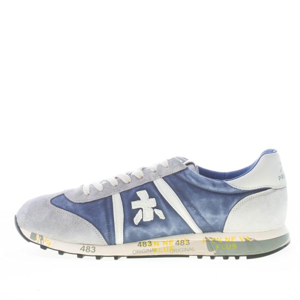 PREMIATA uomo sneaker Lucy 6176 in tessuto BLU DENIM delavè e camoscio GRIGIO - immagine 5