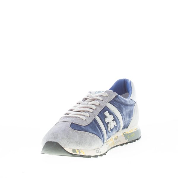 PREMIATA uomo sneaker Lucy 6176 in tessuto BLU DENIM delavè e camoscio GRIGIO - immagine 6