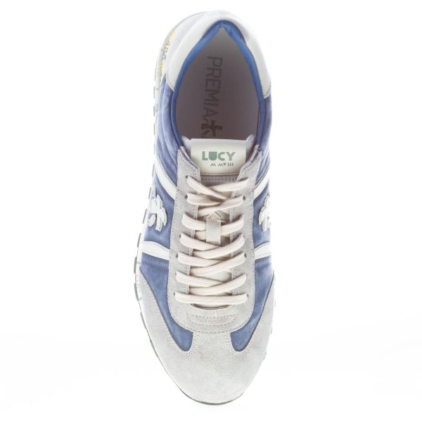 PREMIATA uomo sneaker Lucy 6176 in tessuto BLU DENIM delavè e camoscio GRIGIO - immagine 7