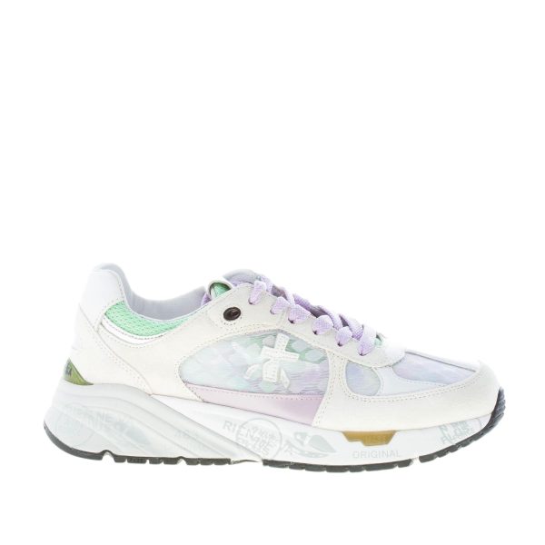 PREMIATA donna sneaker MASE 6255 in camoscio BEIGE e tessuto trasparente