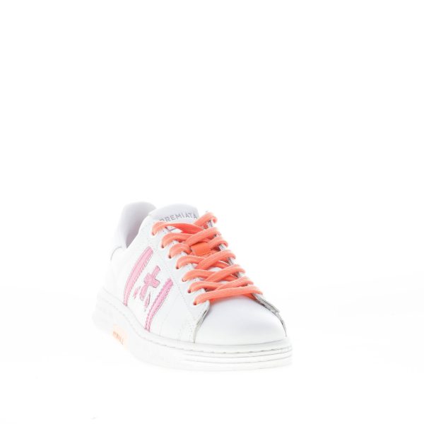 PREMIATA donna sneaker RUSSEL 6259 in pelle BIANCO più rosa e arancione - immagine 2