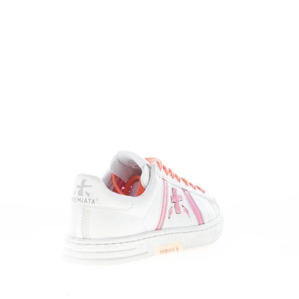 PREMIATA donna sneaker RUSSEL 6259 in pelle BIANCO più rosa e arancione - immagine 3