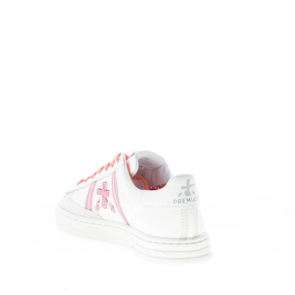 PREMIATA donna sneaker RUSSEL 6259 in pelle BIANCO più rosa e arancione - immagine 4