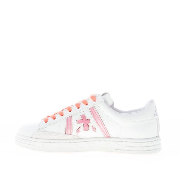 PREMIATA donna sneaker RUSSEL 6259 in pelle BIANCO più rosa e arancione - immagine 5