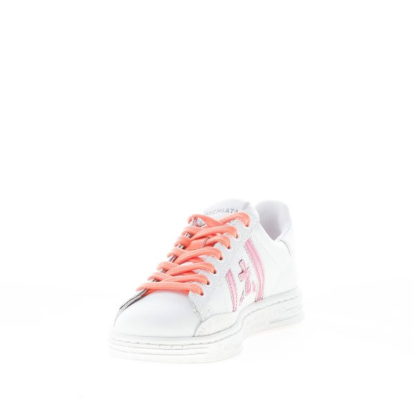 PREMIATA donna sneaker RUSSEL 6259 in pelle BIANCO più rosa e arancione - immagine 6