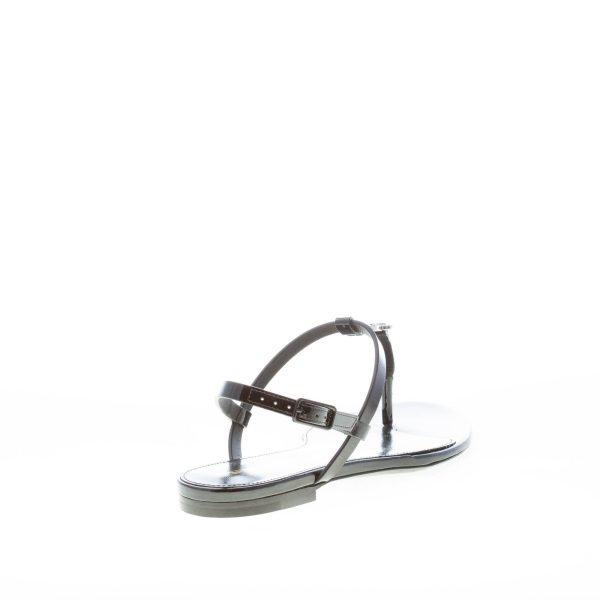 SAINT LAURENT donna sandalo infradito Cassandra flat in vernice NERO con strass - immagine 4