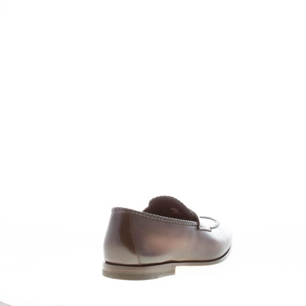 SANTONI uomo mocassino classico Goodyear in pelle TESTA DI MORO con mascherina. Suola cuoio - immagine 3
