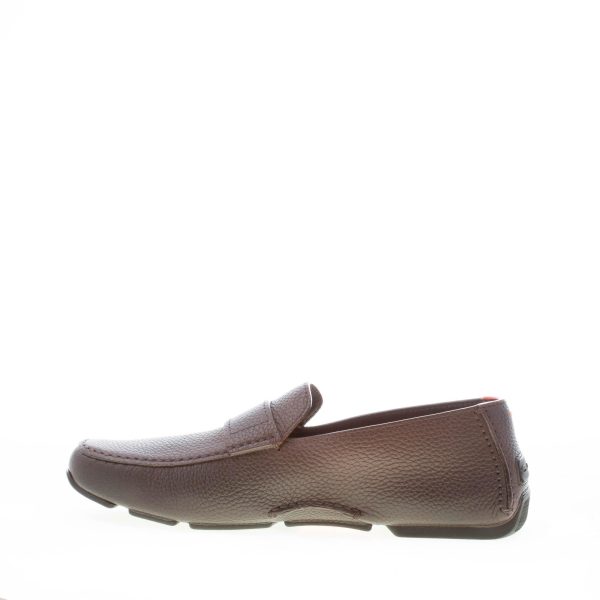 SANTONI uomo mocassino driver in pelle martellata MARRONE. Suola gomma - immagine 5