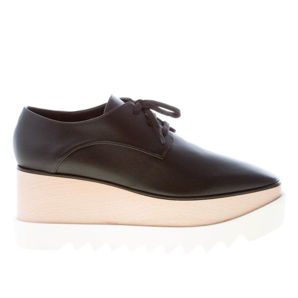 STELLA McCARTNEY donna scarpa stringata Elyse in alter nappa NERO con platform. Zeppa 8,5 cm