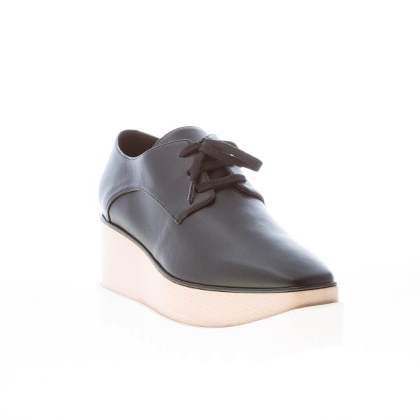 STELLA McCARTNEY donna scarpa stringata Elyse in alter nappa NERO con platform. Zeppa 8,5 cm - immagine 2