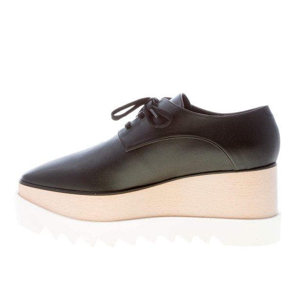 STELLA McCARTNEY donna scarpa stringata Elyse in alter nappa NERO con platform. Zeppa 8,5 cm - immagine 5