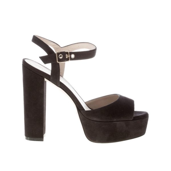 STUART WEITZMAN sandalo Ryder II in camoscio NERO con platform. Tacco 12,5 cm