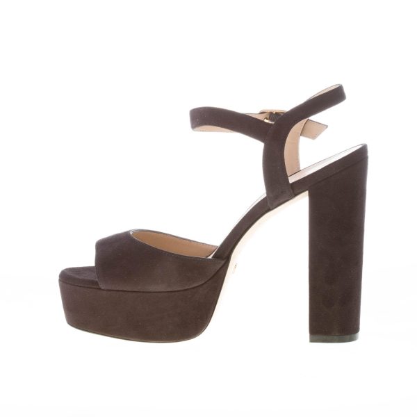 STUART WEITZMAN sandalo Ryder II in camoscio NERO con platform. Tacco 12,5 cm - immagine 5