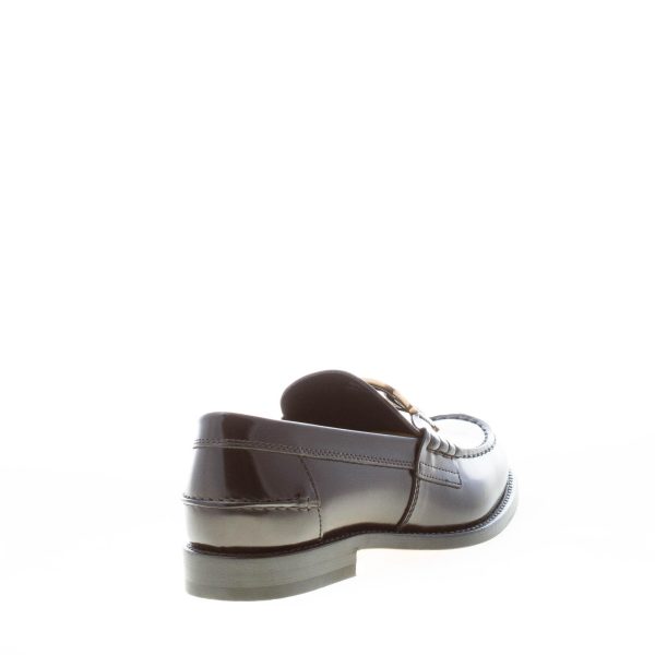 TOD'S uomo mocassino in pelle semilucida NERO con catena oro. Suola in cuoio - immagine 3