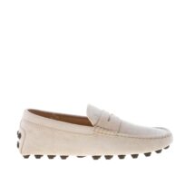 TOD'S uomo mocassino Gommino Bubble in camoscio PANNA con mascherina