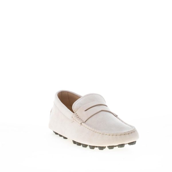 TOD'S uomo mocassino Gommino Bubble in camoscio PANNA con mascherina - immagine 2