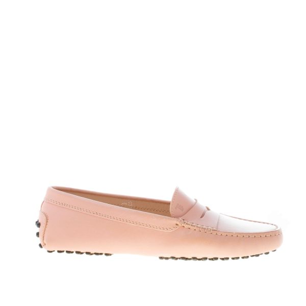 TOD'S donna mocassino gommini in pelle ROSA CIPRIA con mascherina