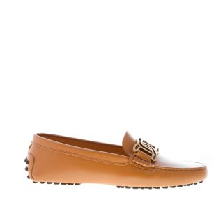 TOD'S donna mocassino Gommino Kate in pelle CUOIO con accessorio catena oro. Suola gommini