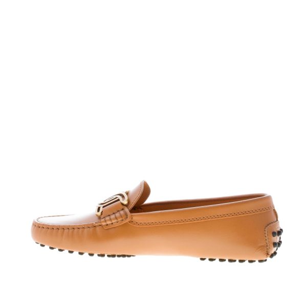 TOD'S donna mocassino Gommino Kate in pelle CUOIO con accessorio catena oro. Suola gommini - immagine 5