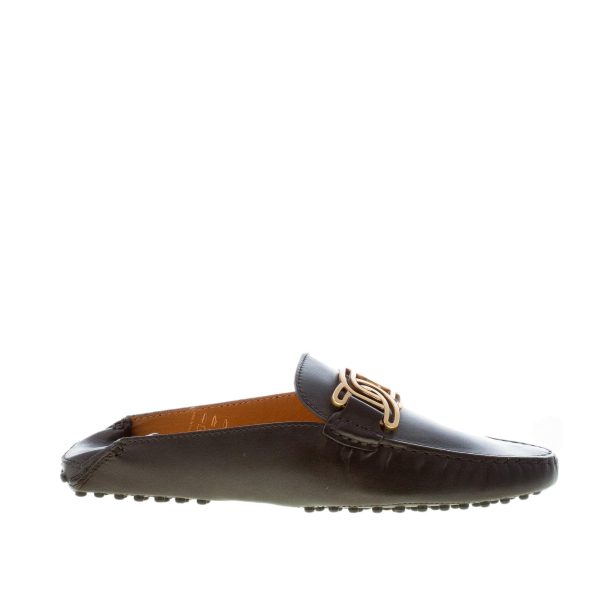 TOD'S donna sabot Gommino in pelle NERO con catena oro forata. Suola gommini