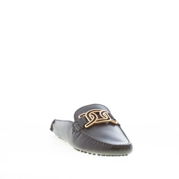 TOD'S donna sabot Gommino in pelle NERO con catena oro forata. Suola gommini - immagine 2