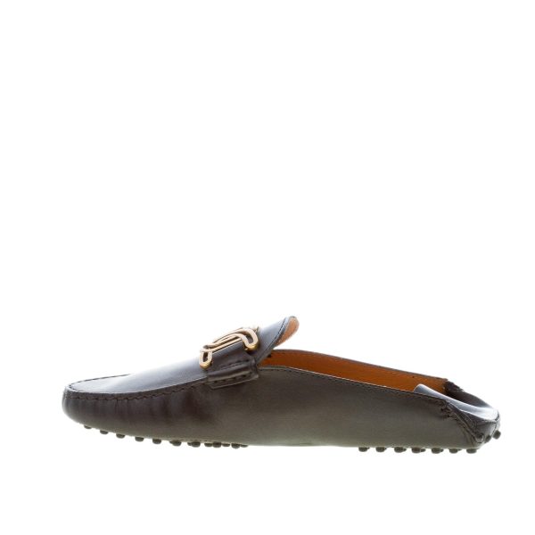 TOD'S donna sabot Gommino in pelle NERO con catena oro forata. Suola gommini - immagine 5