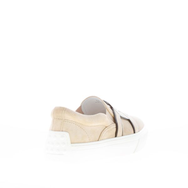 TOD'S donna sneaker slip-on Kate in camoscio BEIGE con dettaglio catena - immagine 3