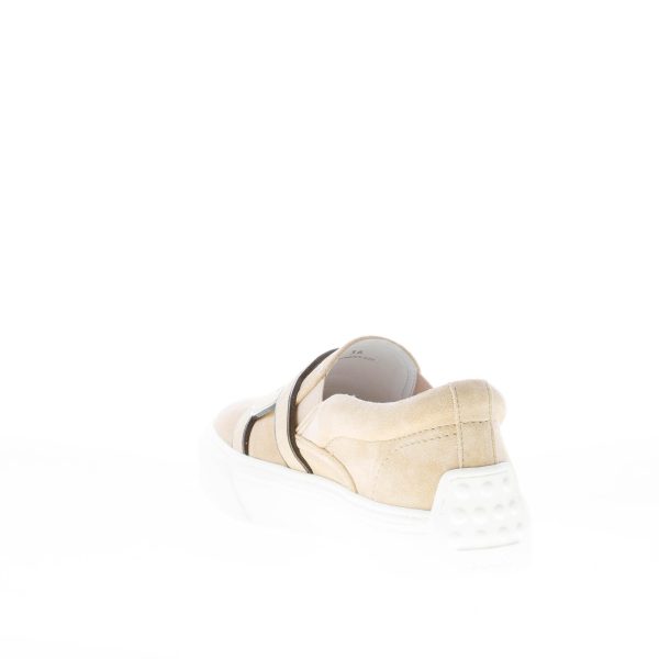 TOD'S donna sneaker slip-on Kate in camoscio BEIGE con dettaglio catena - immagine 4
