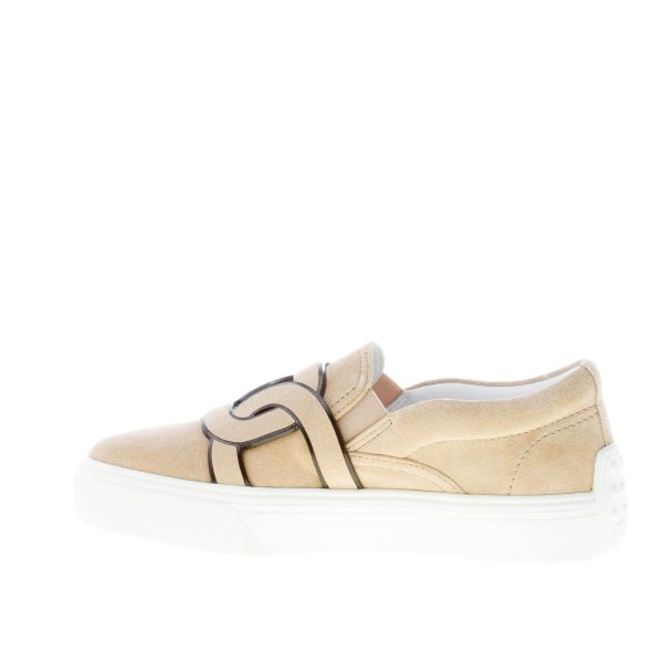 TOD'S donna sneaker slip-on Kate in camoscio BEIGE con dettaglio catena - immagine 5