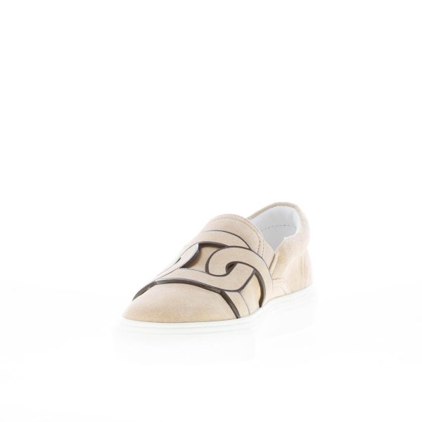 TOD'S donna sneaker slip-on Kate in camoscio BEIGE con dettaglio catena - immagine 6