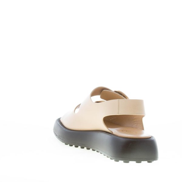 TOD'S donna sandalo in pelle BEIGE con doppia fibbia in metallo oro. Suola gomma - immagine 4