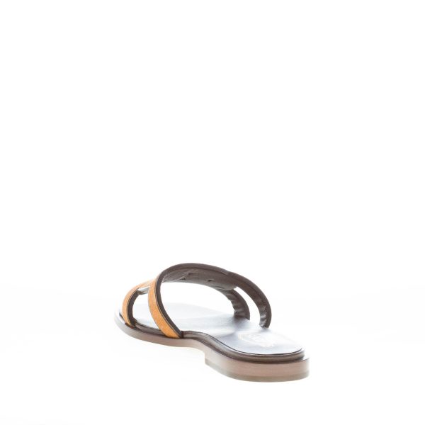 TOD'S donna sandalo ciabatta in camoscio CUOIO con fascia intrecciata a catena. Suola cuoio - immagine 4