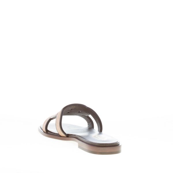 TOD'S donna sandalo ciabatta in camoscio SABBIA con fascia intrecciata a catena. Suola cuoio - immagine 4