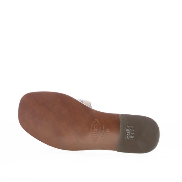 TOD'S donna sandalo ciabatta in camoscio SABBIA con fascia intrecciata a catena. Suola cuoio - immagine 8