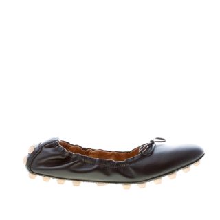 TOD'S donna ballerina Bubble in pelle NERO con fiocco. Suola gommini
