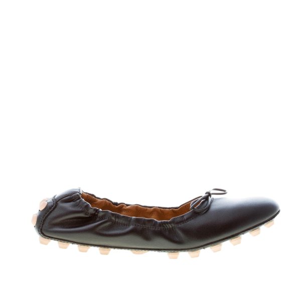 TOD'S donna ballerina Bubble in pelle NERO con fiocco. Suola gommini