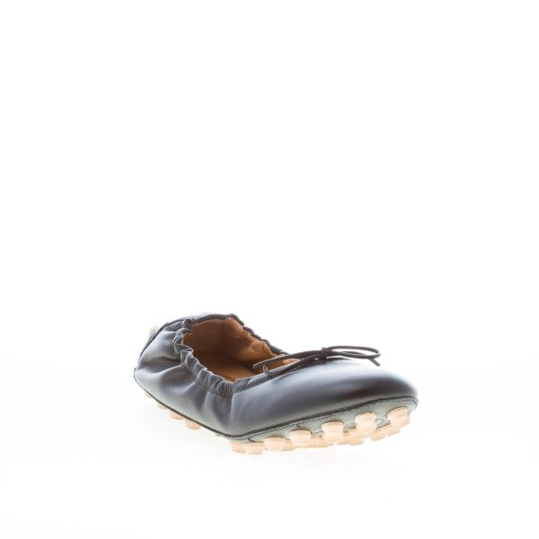 TOD'S donna ballerina Bubble in pelle NERO con fiocco. Suola gommini - immagine 2
