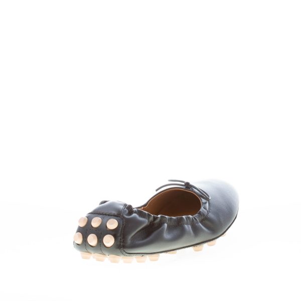 TOD'S donna ballerina Bubble in pelle NERO con fiocco. Suola gommini - immagine 3