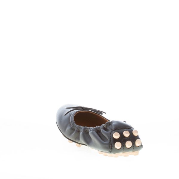 TOD'S donna ballerina Bubble in pelle NERO con fiocco. Suola gommini - immagine 4