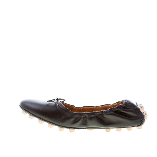 TOD'S donna ballerina Bubble in pelle NERO con fiocco. Suola gommini - immagine 5