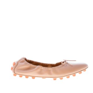 TOD'S donna ballerina Bubble in pelle BEIGE con fiocco. Suola gommini