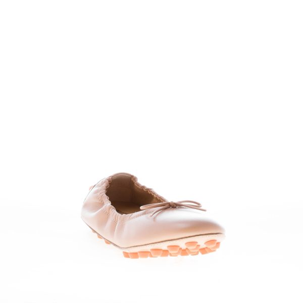 TOD'S donna ballerina Bubble in pelle BEIGE con fiocco. Suola gommini - immagine 2