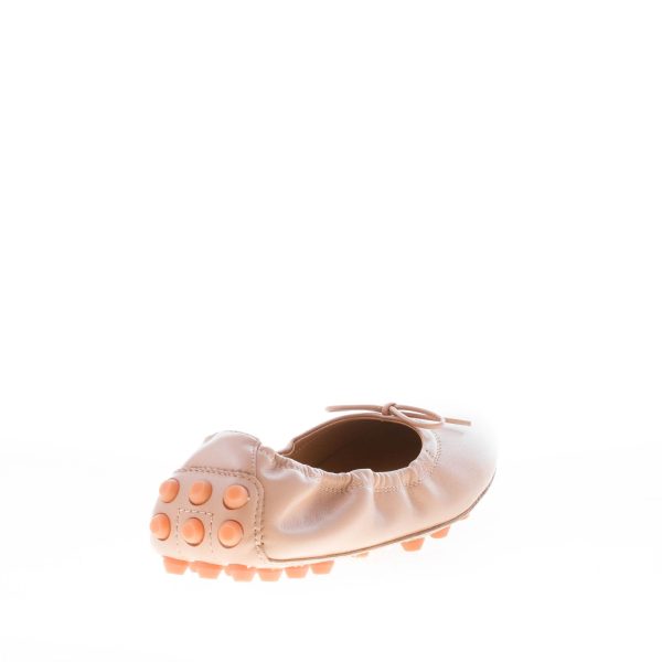 TOD'S donna ballerina Bubble in pelle BEIGE con fiocco. Suola gommini - immagine 3