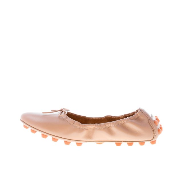 TOD'S donna ballerina Bubble in pelle BEIGE con fiocco. Suola gommini - immagine 5