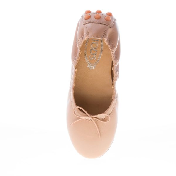 TOD'S donna ballerina Bubble in pelle BEIGE con fiocco. Suola gommini - immagine 7