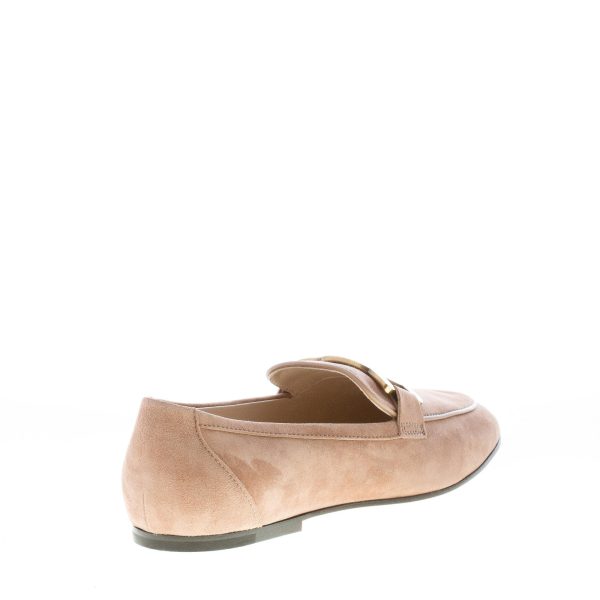 TOD'S donna mocassino Kate in camoscio BEIGE con catena. Suola cuoio - immagine 3